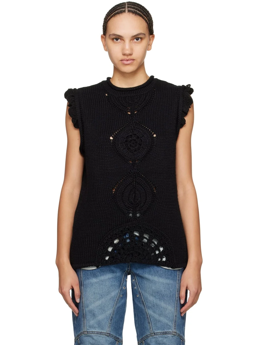 Black Marlen Flower Vest - 1