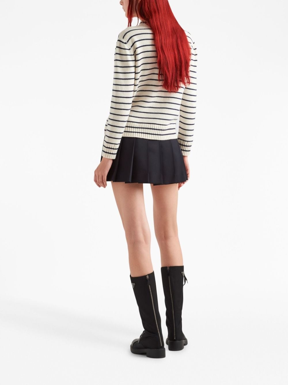 intarsia-logo striped cashmere jumper - 4
