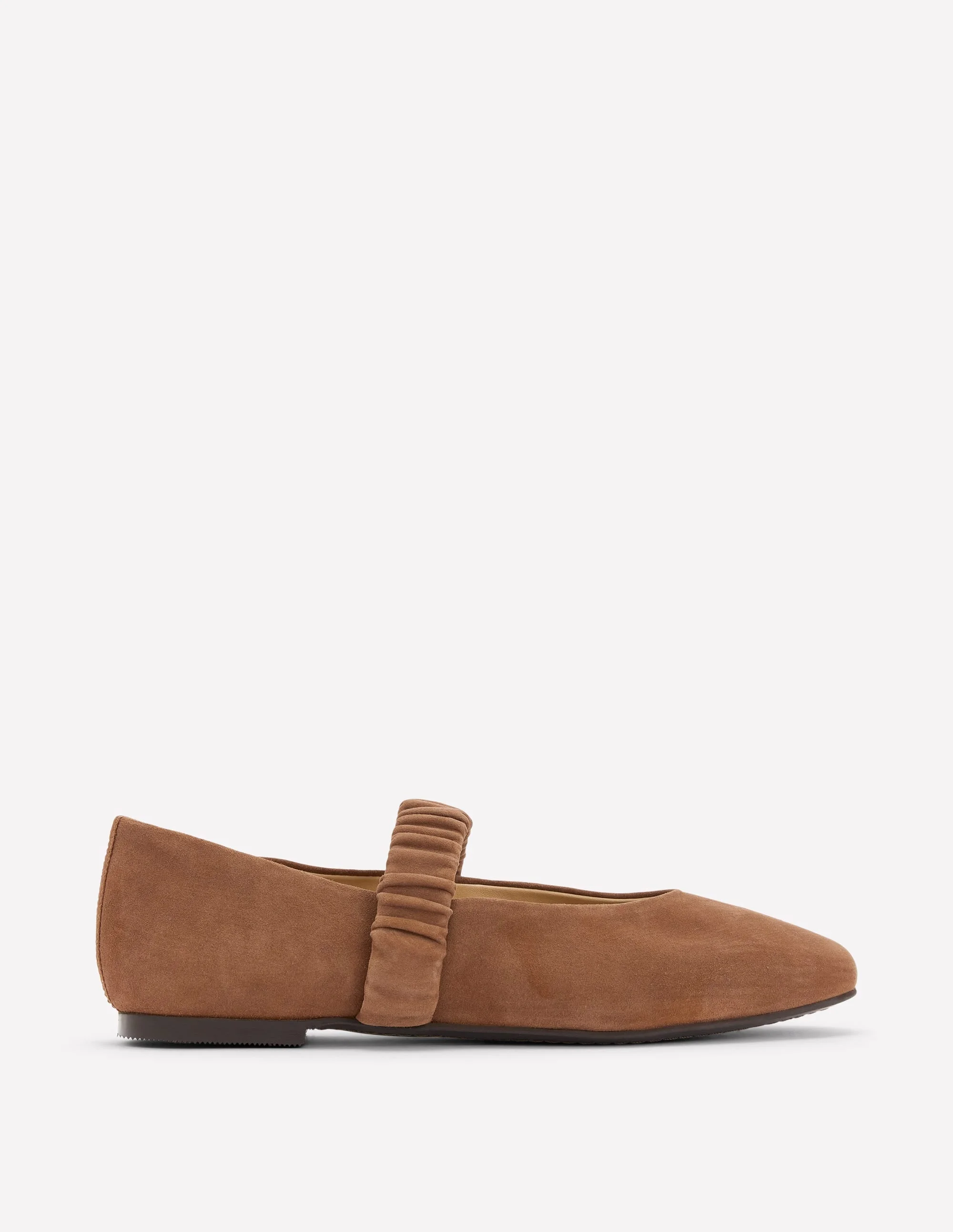 Camilla Ruched Ballet Flats-Raw Umber Suede - 1