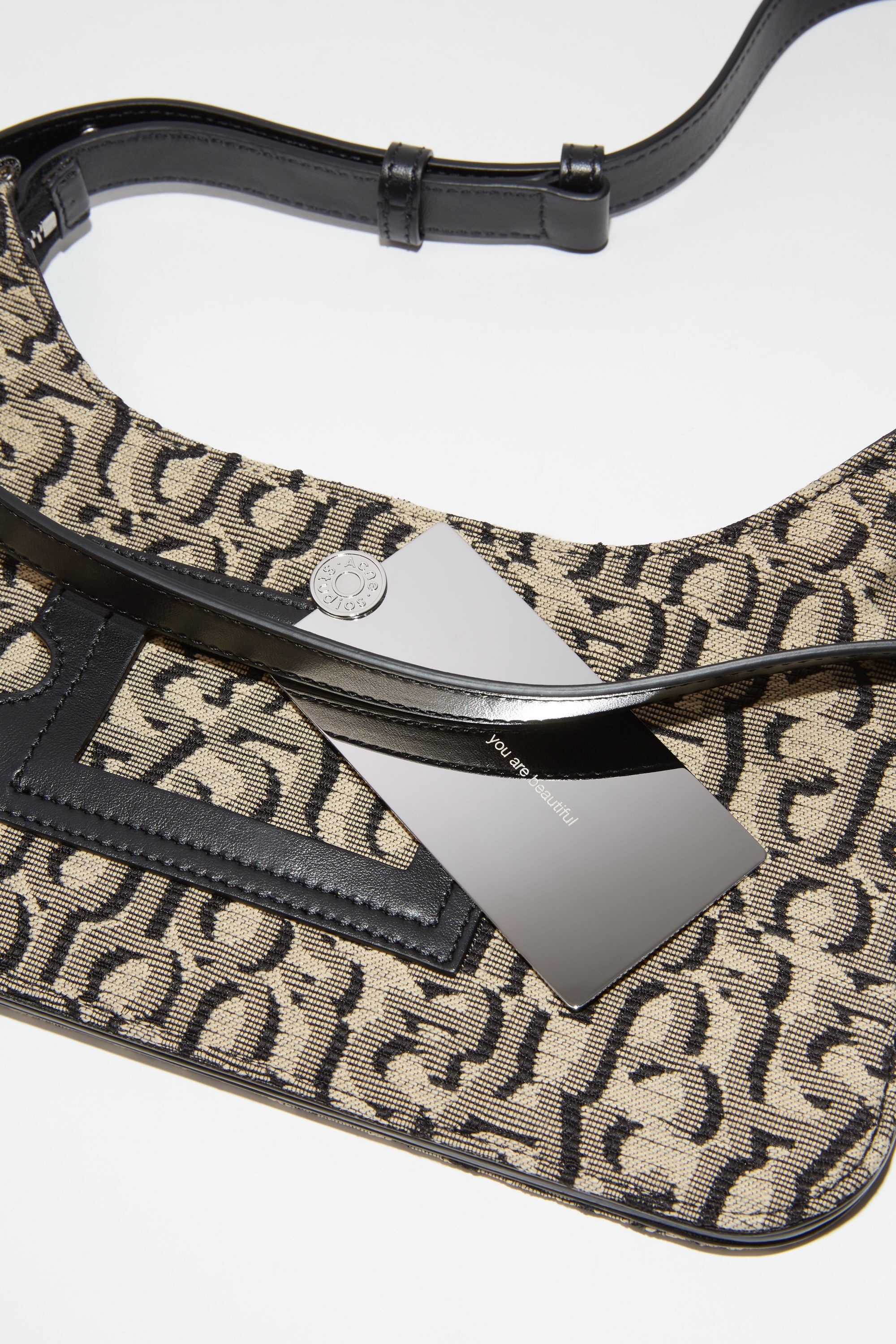 Acne Studios Platt mini shoulder bag - Beige/black