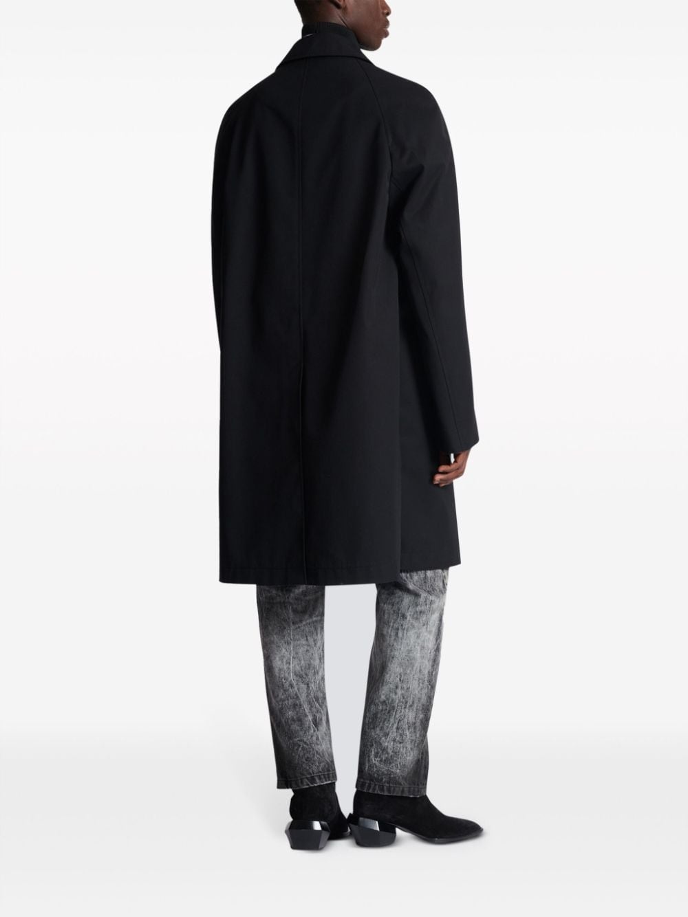 logo-embroidered single-breasted coat - 4
