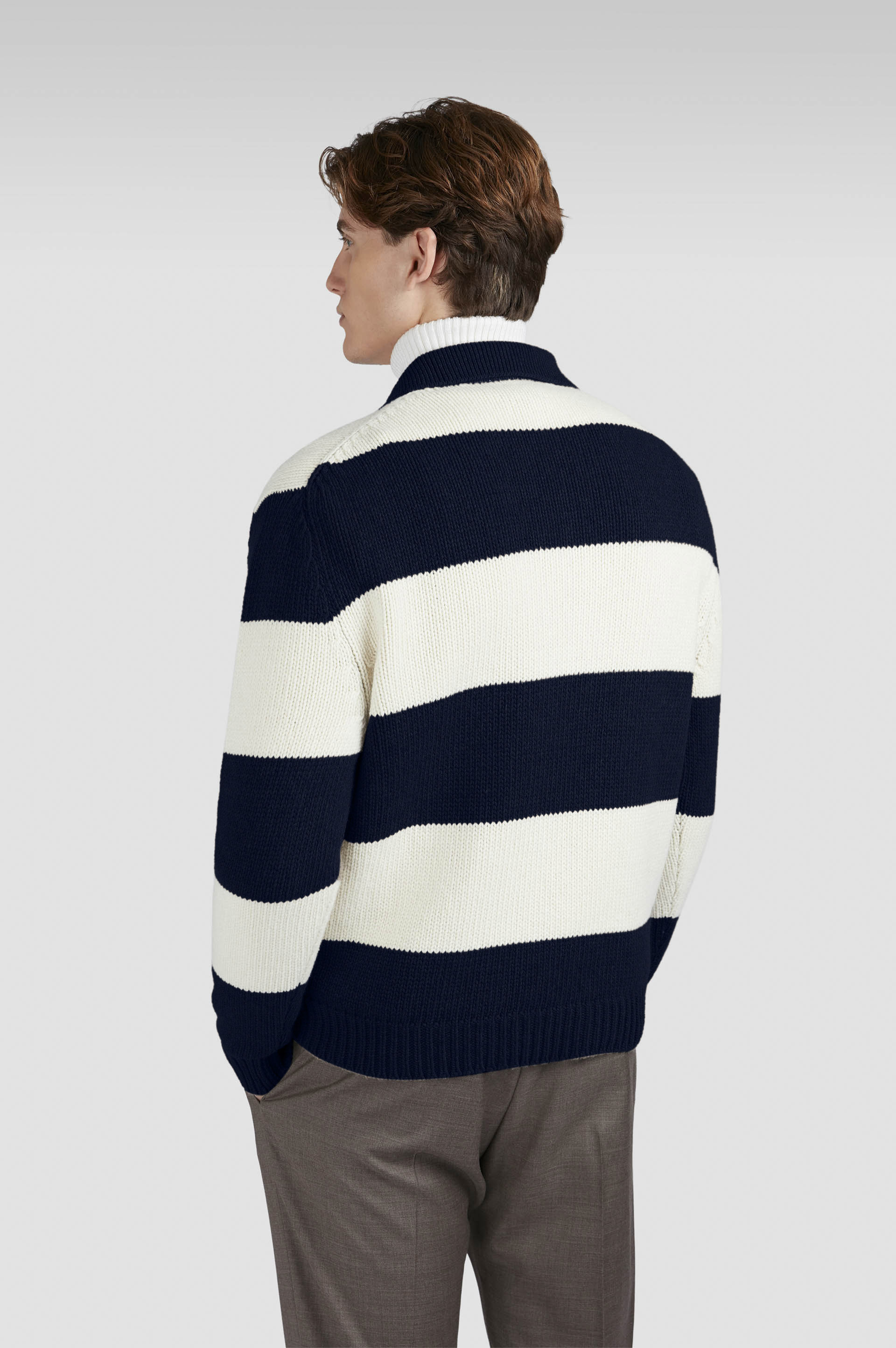 STRIPED RE-WOOL POLO SHIRT - 3