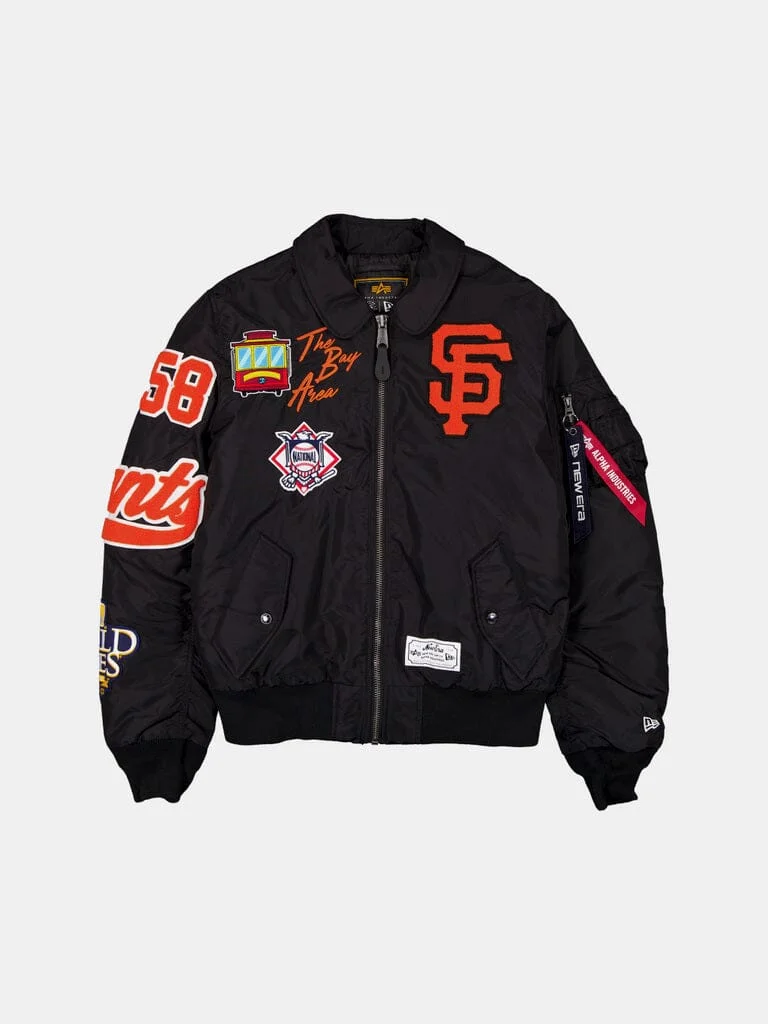 SAN FRANCISCO GIANTS X ALPHA X NEW ERA MA-1 COLLARED BOMBER JACKET - 1