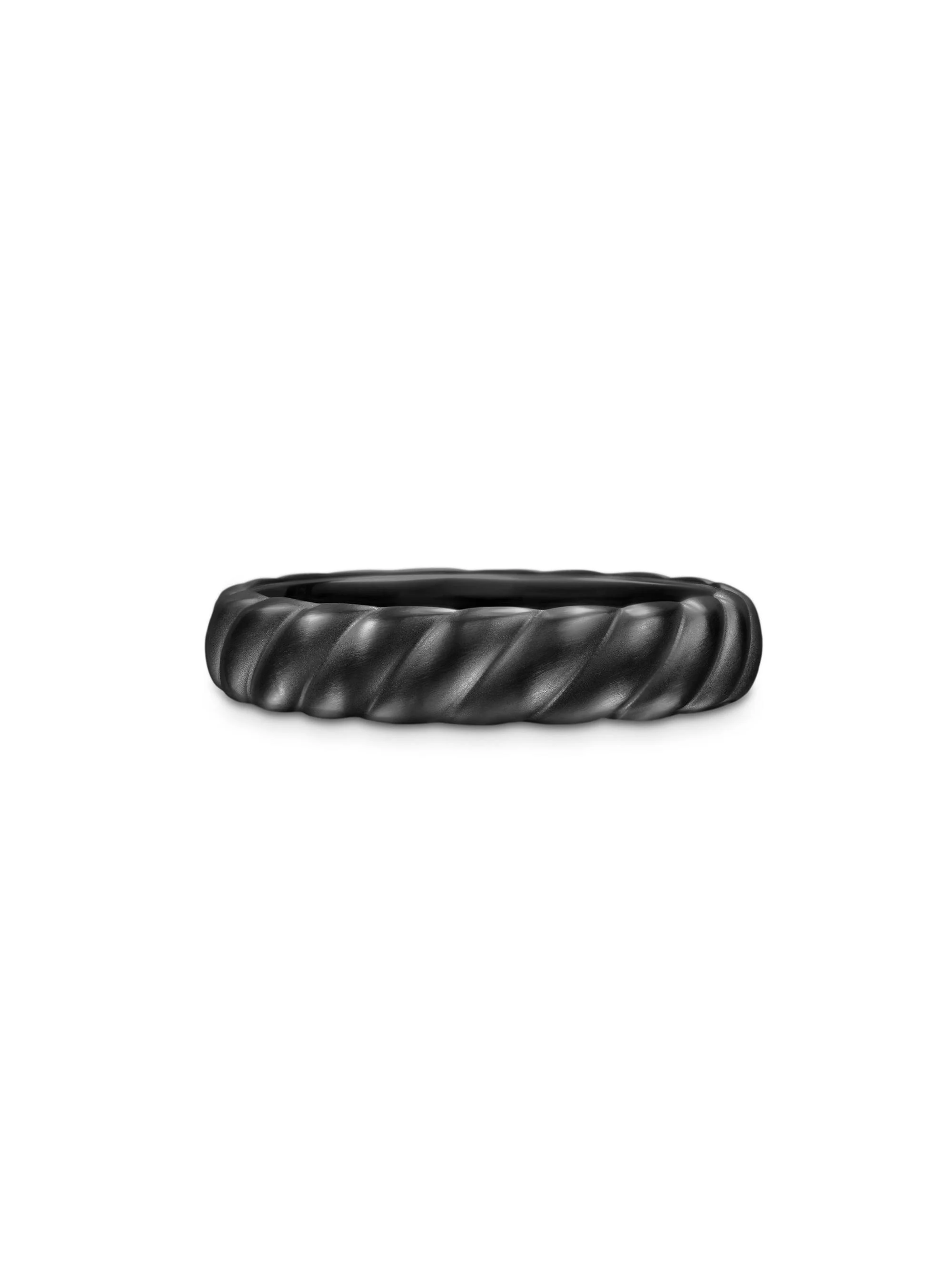 Men's Sculpted Cable Band Ring in Black Titanium, 5MM - Black - 1
