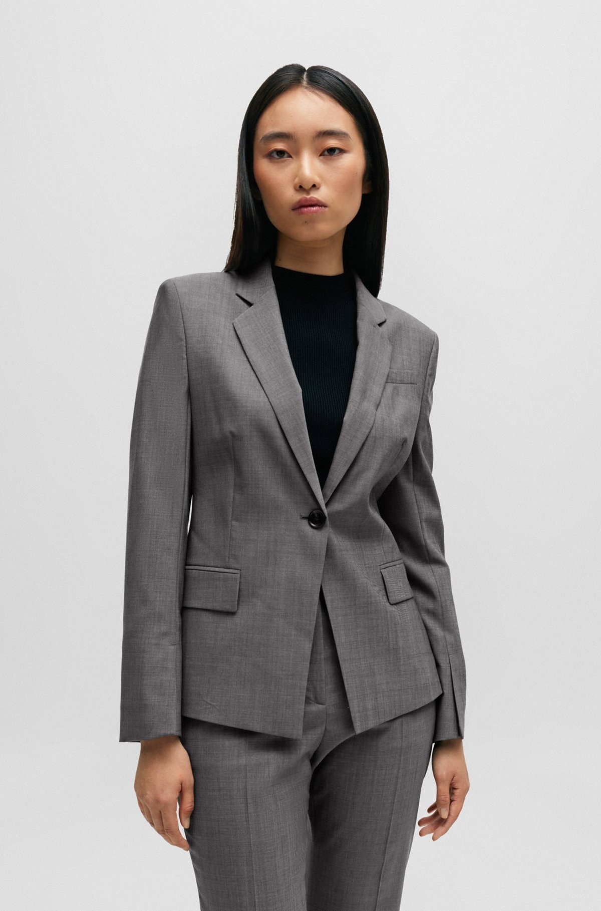 SLIM-FIT JACKET IN ITALIAN VIRGIN-WOOL SHARKSKIN - 2