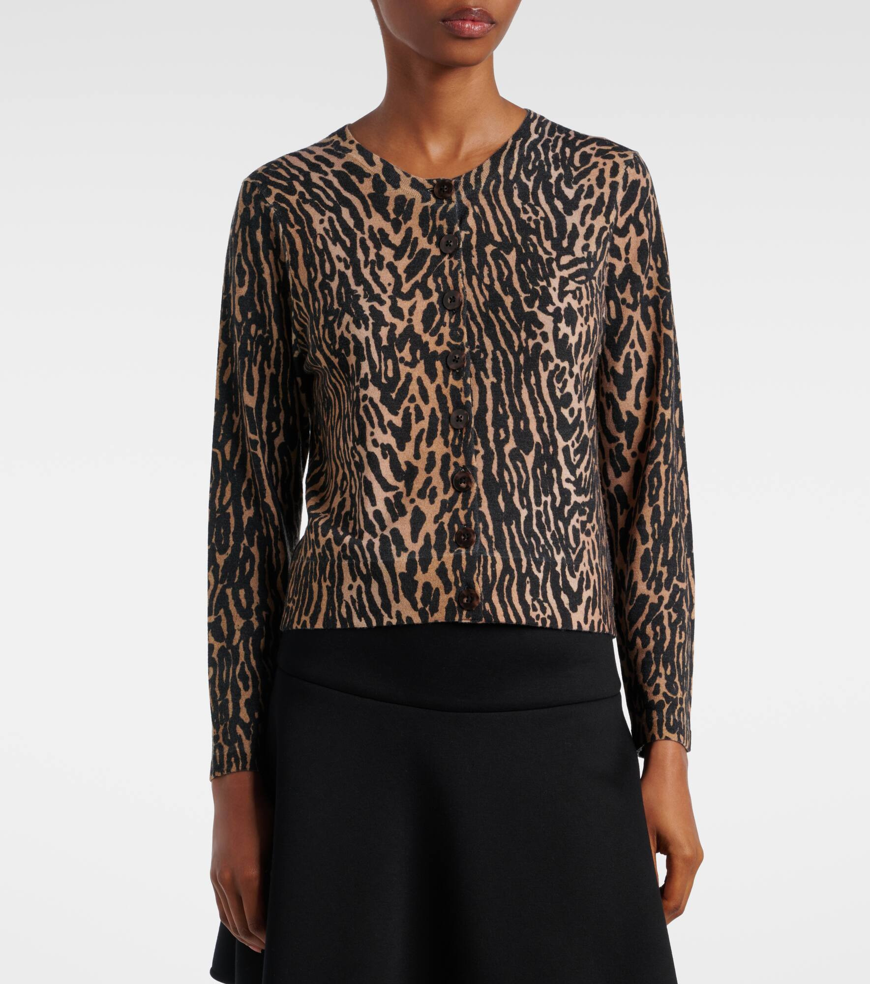 Peony leopard-print wool cardigan - 5