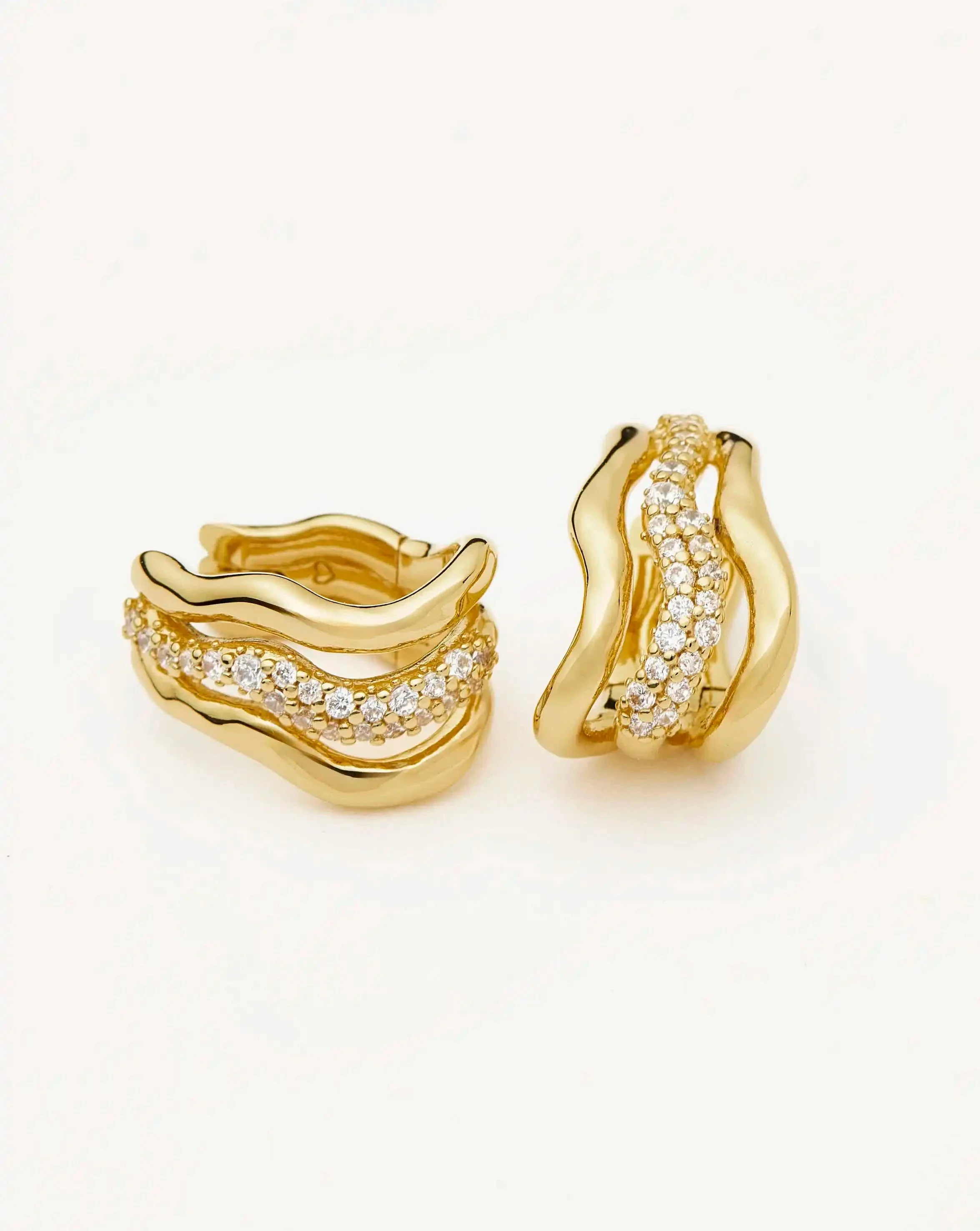 Molten Snow Triple Small Hoop Earrings - 1