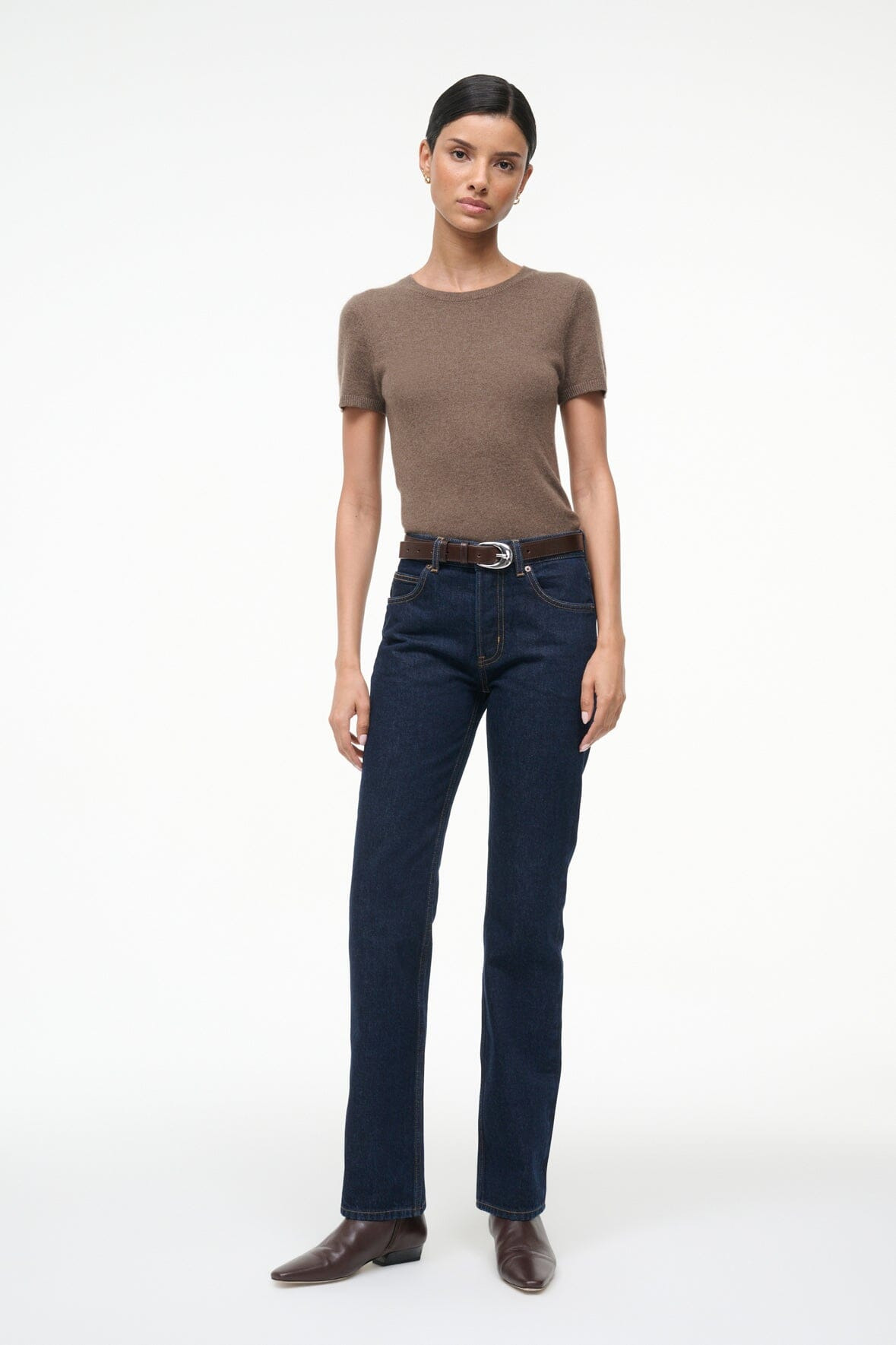 STAUD EASY CASHMERE TEE TRUFFLE - 4