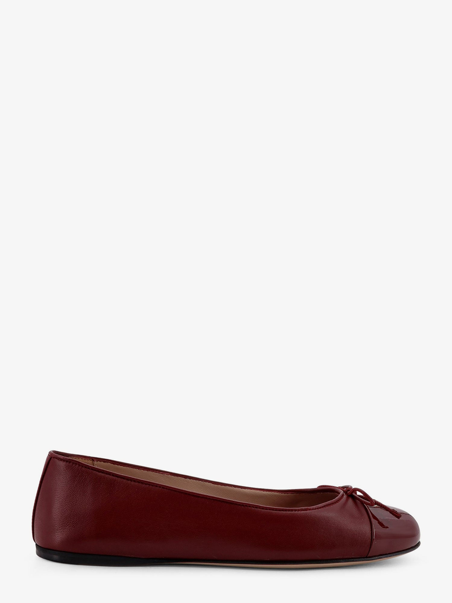 Leather Ballerinas With Patent Leather Details - 1