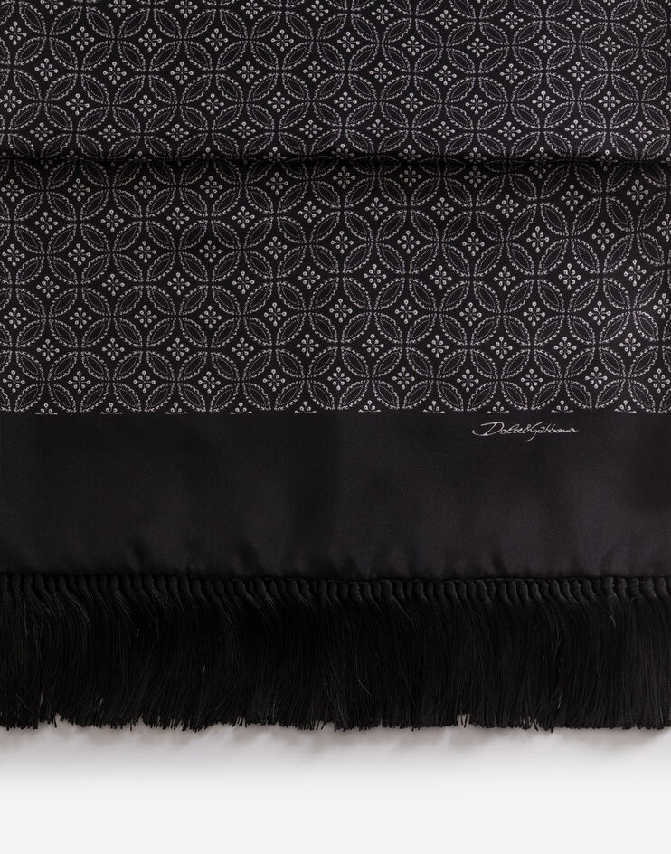 Silk jacquard scarf with fringing 2