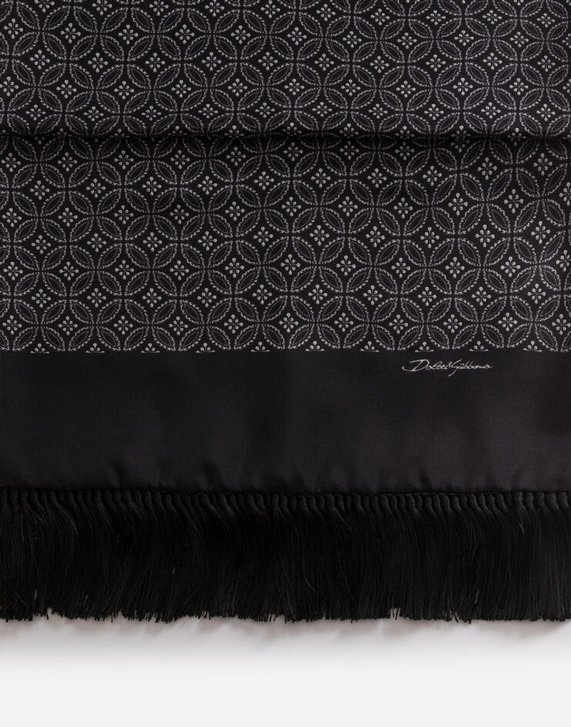 Dolce & Gabbana Silk jacquard scarf with fringing outlook