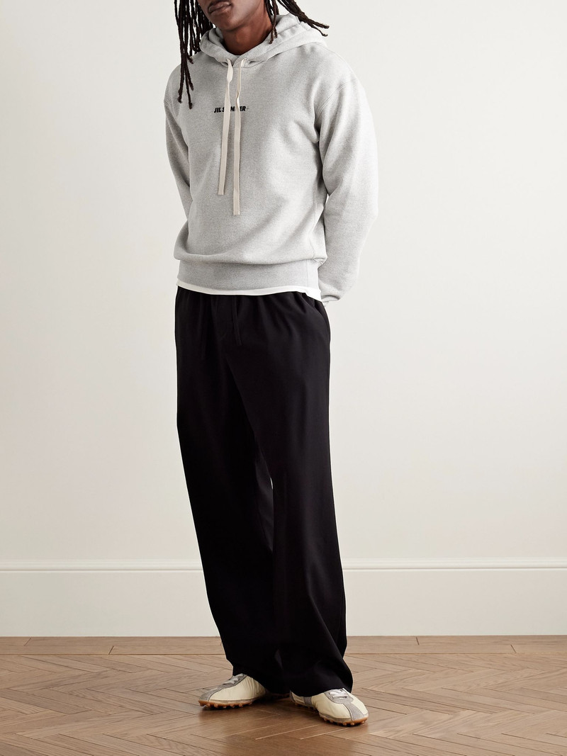 Jil Sander Logo-Print Cotton-Jersey Hoodie Gray outlook