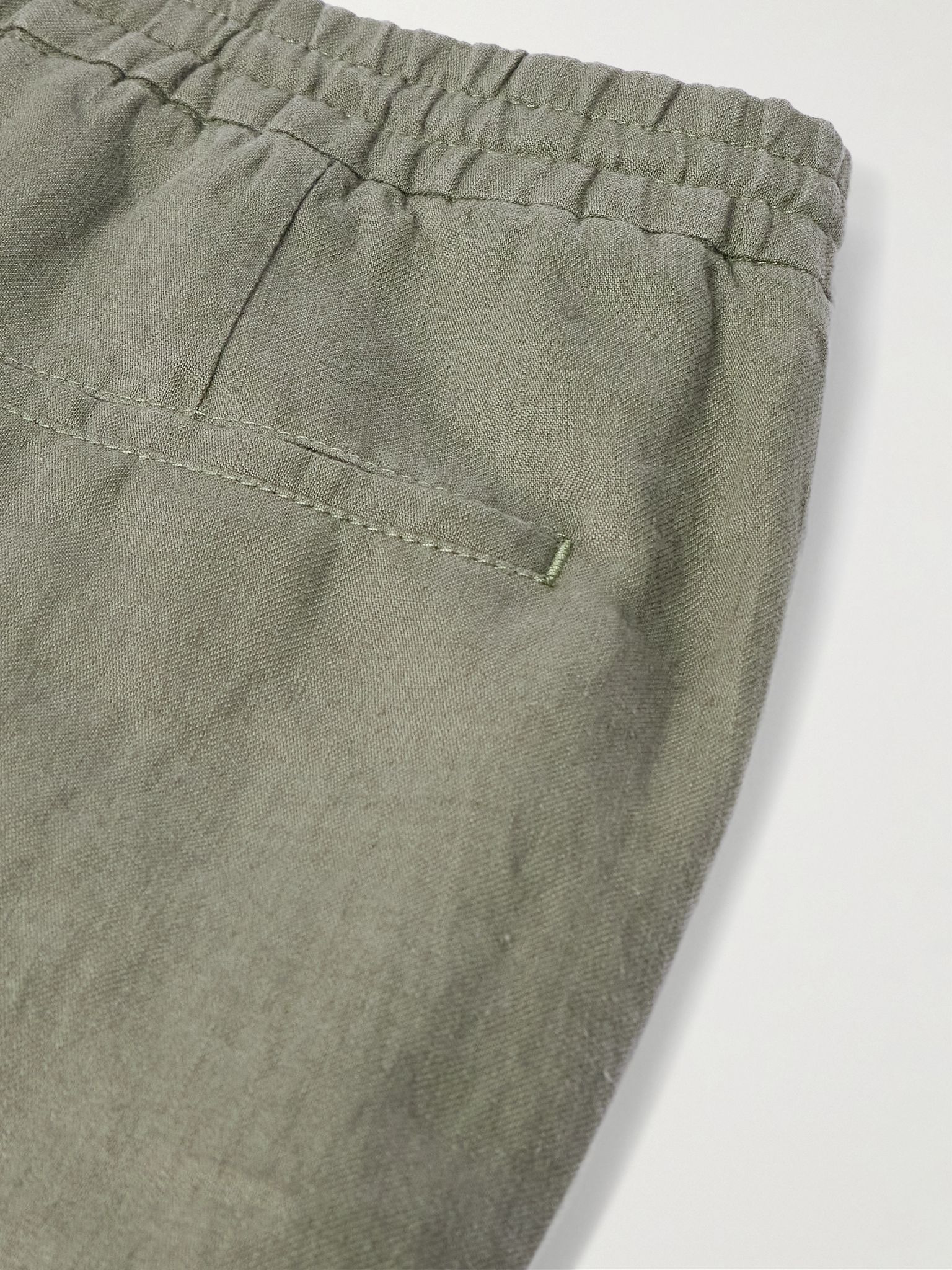 Straight-Leg Linen Drawstring Shorts Green - 5