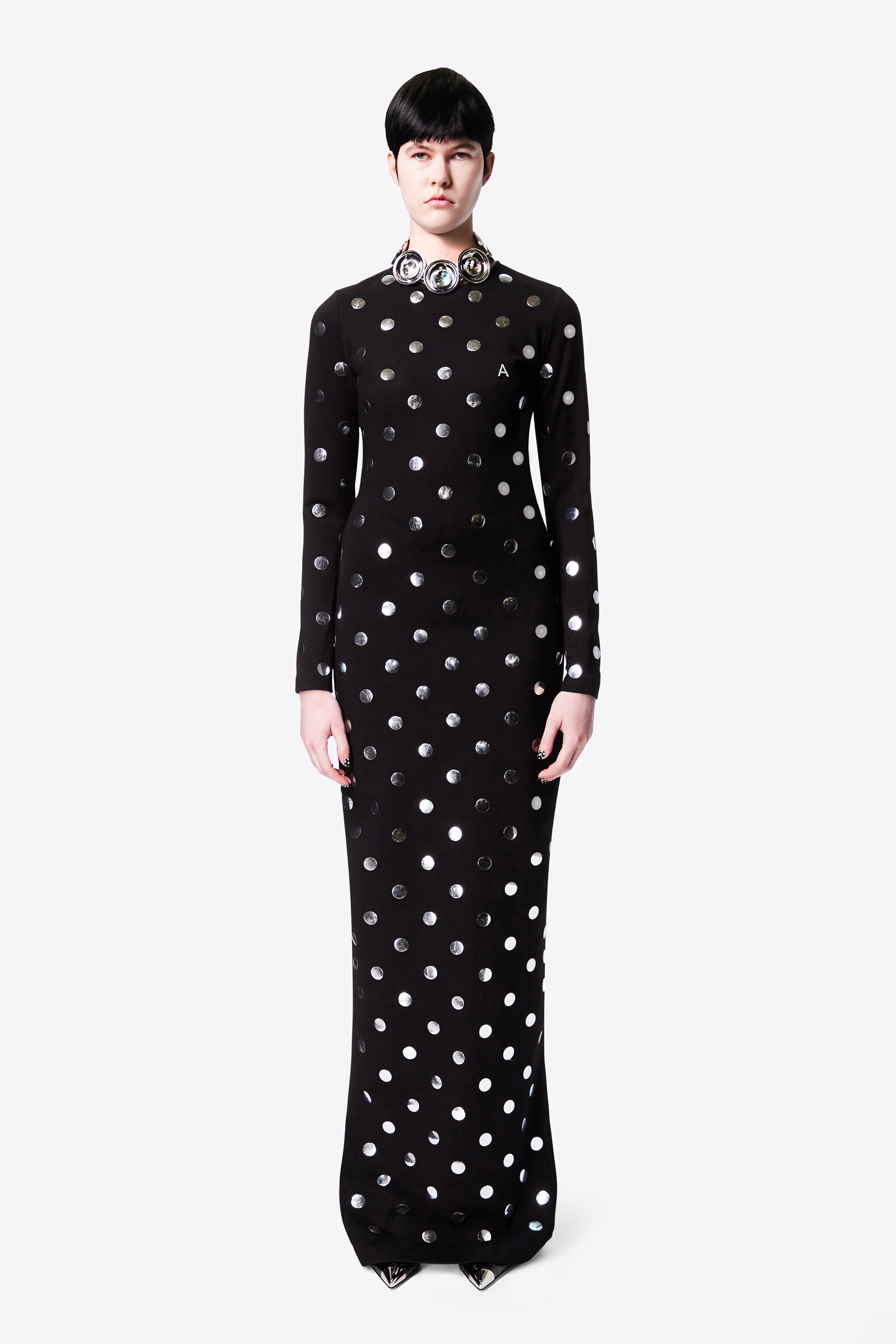 POLKA DOT LONG SLEEVE GOWN - 4