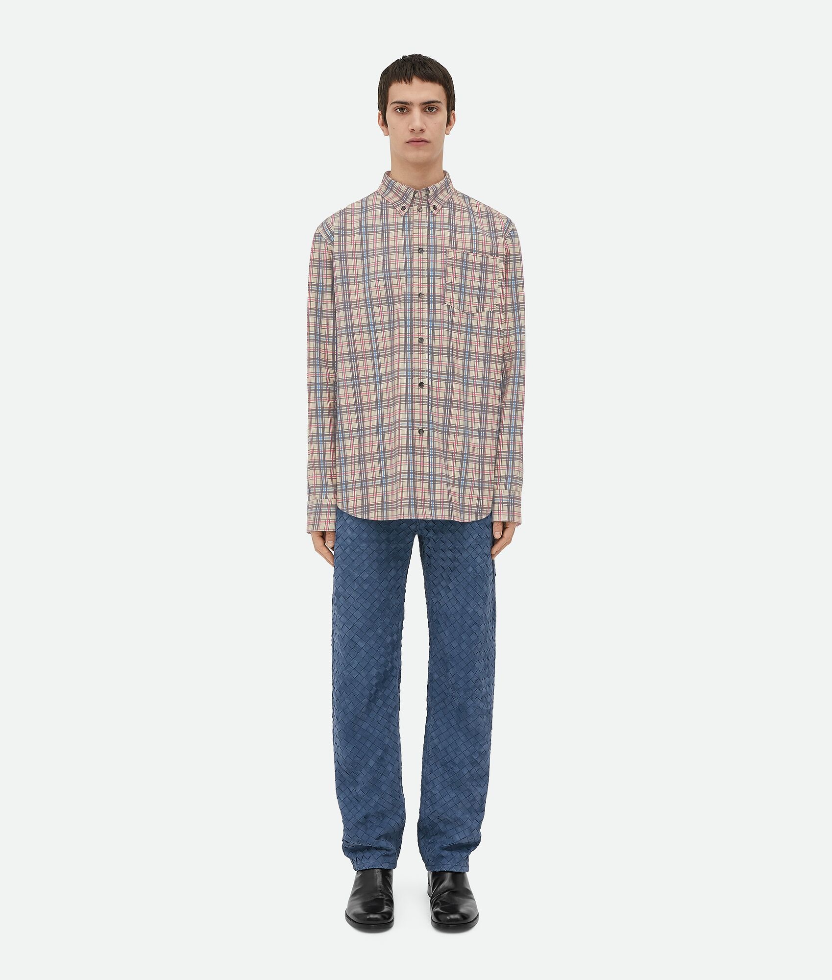 Printed Leather Checked Shirt - 4