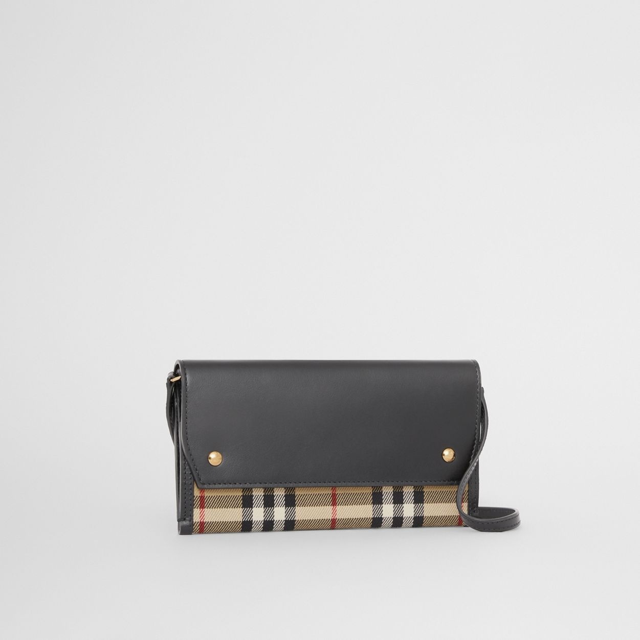 Vintage Check and Leather Phone Case with Strap - 7