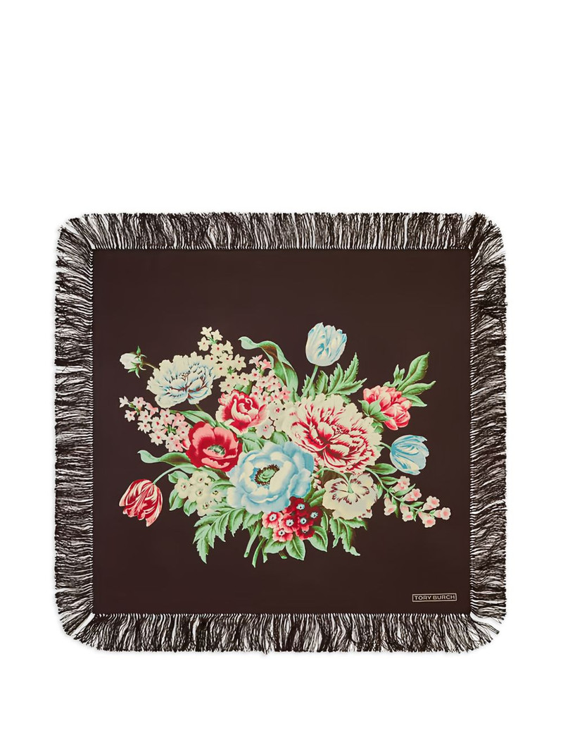 floral fringed square scarf 1