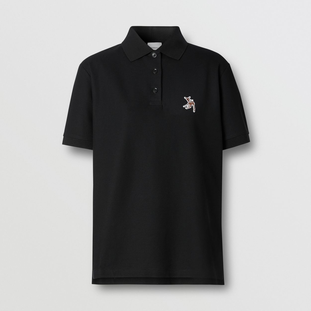 Deer Motif Cotton Piqué Oversized Polo Shirt - 1