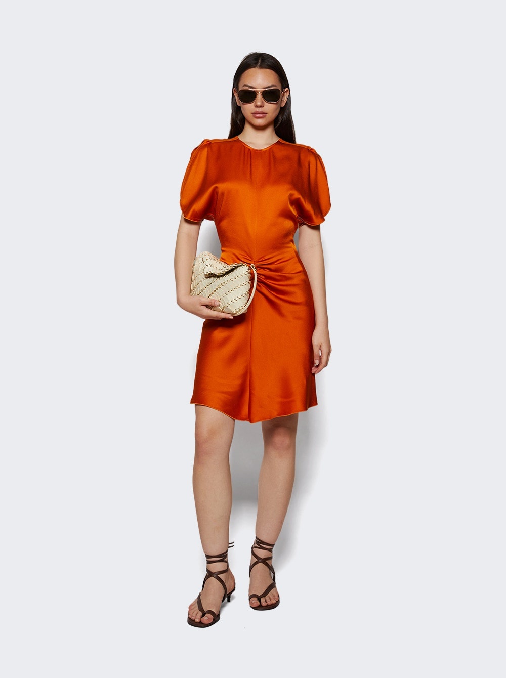 Gathered Waist Mini Dress Sunset Orange - 5