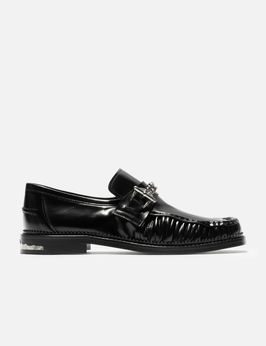 LEATHER CHAIN LOAFERS - 1