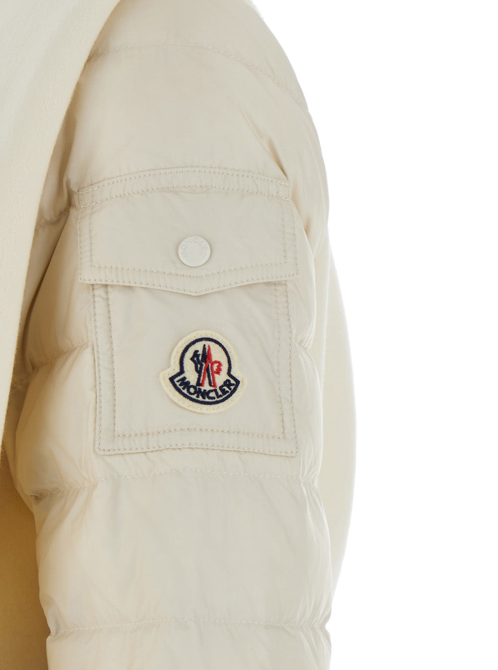 Moncler Women White Cape With Logo Patch On The Sleeve And Waist Belt In Tech Fabric Woman - 3