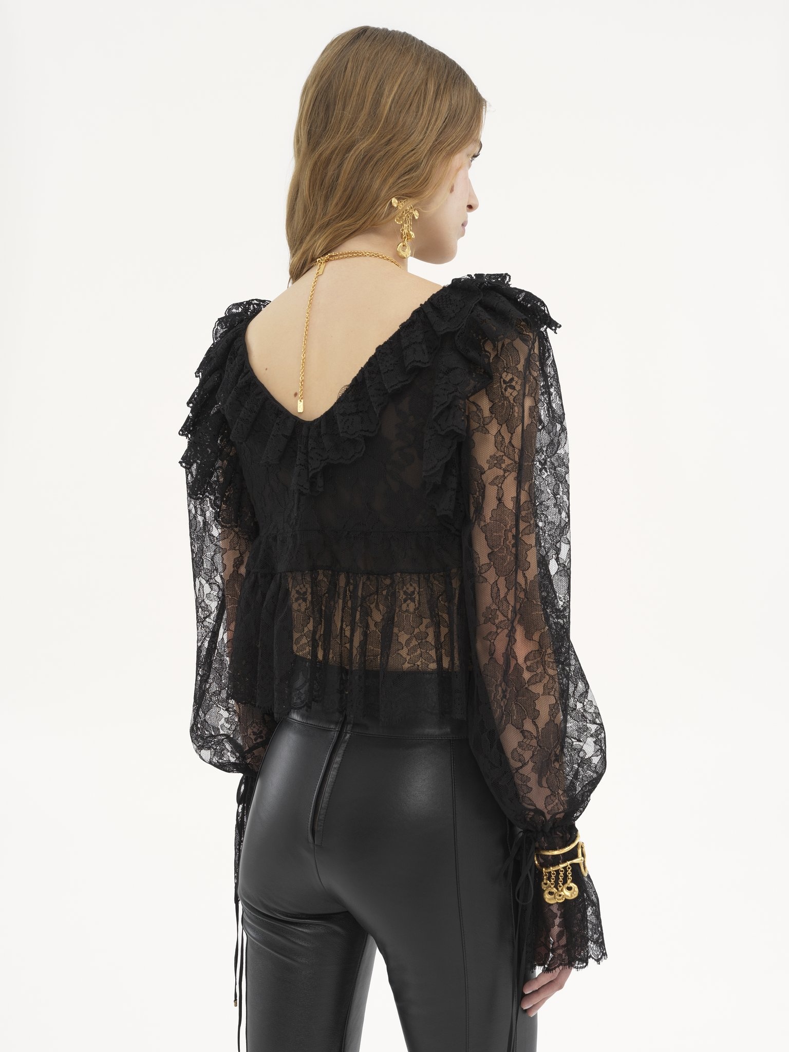 V-NECK CROPPED TOP IN LACE - 5