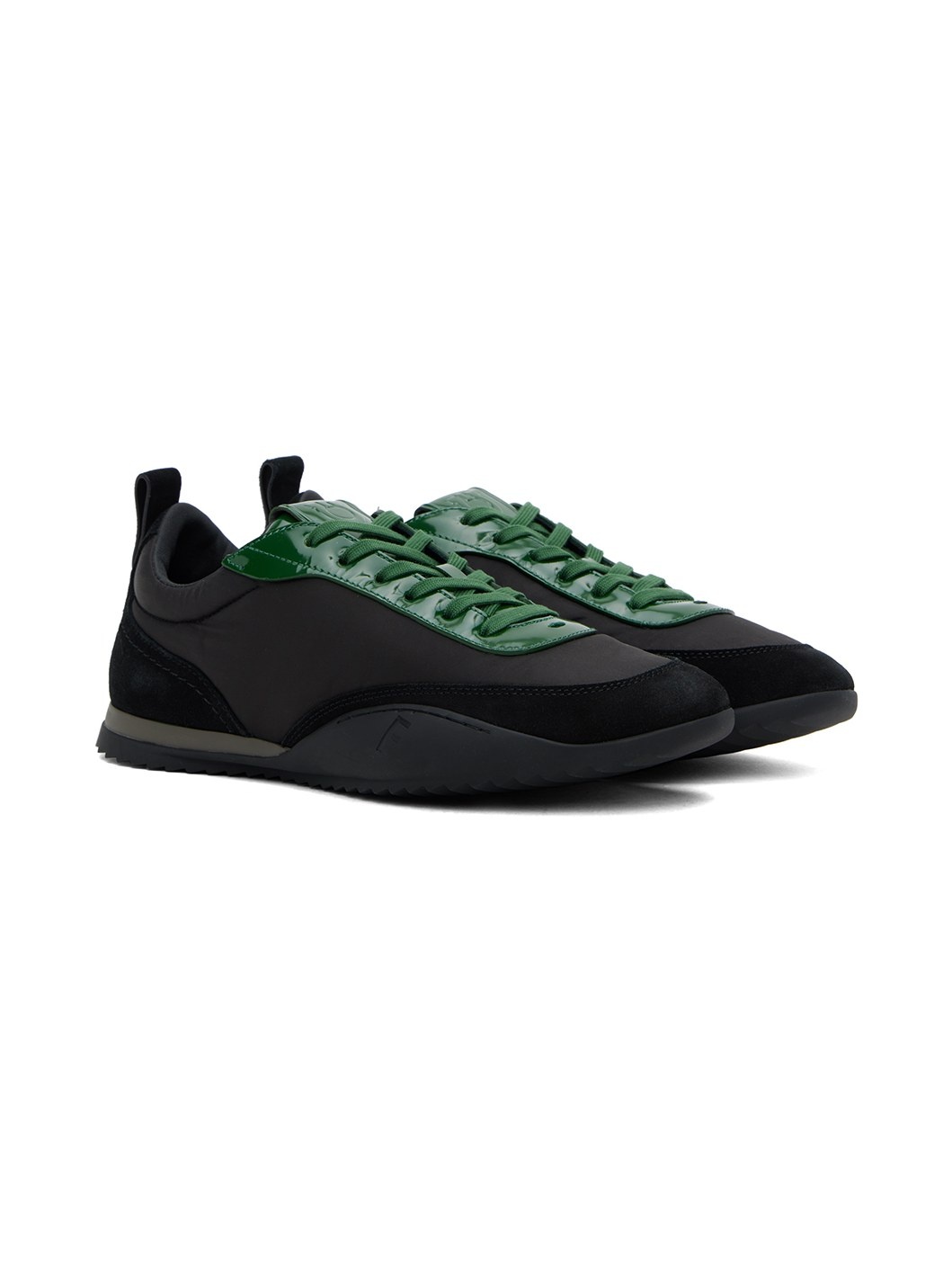 Black & Green Patent Leather Trim Sneakers - 4