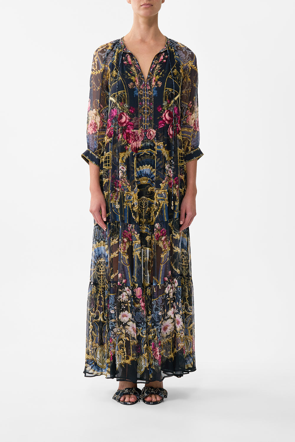 LONG GATHERED PANEL DRESS - 2