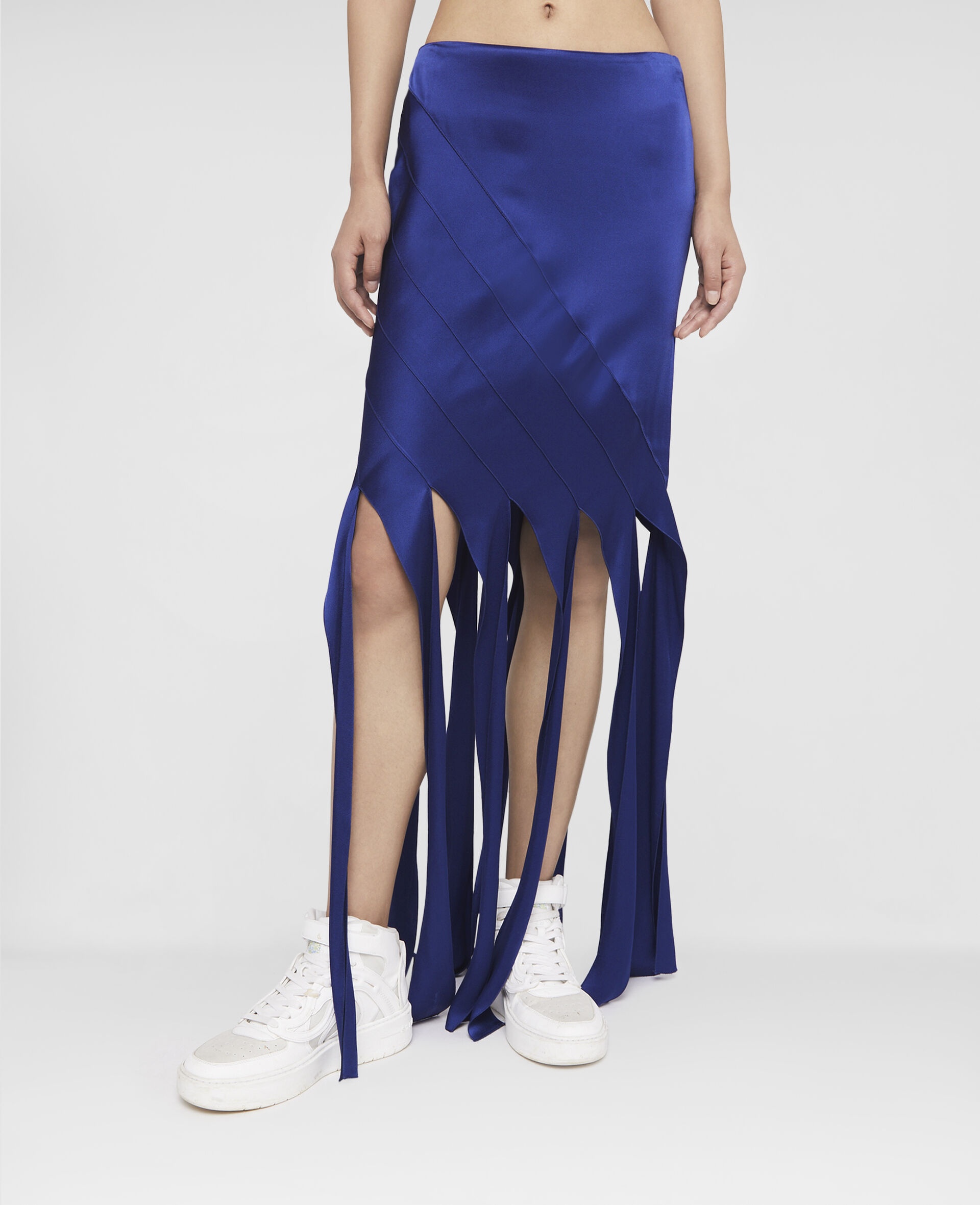 Satin Strips Midi Skirt - 4