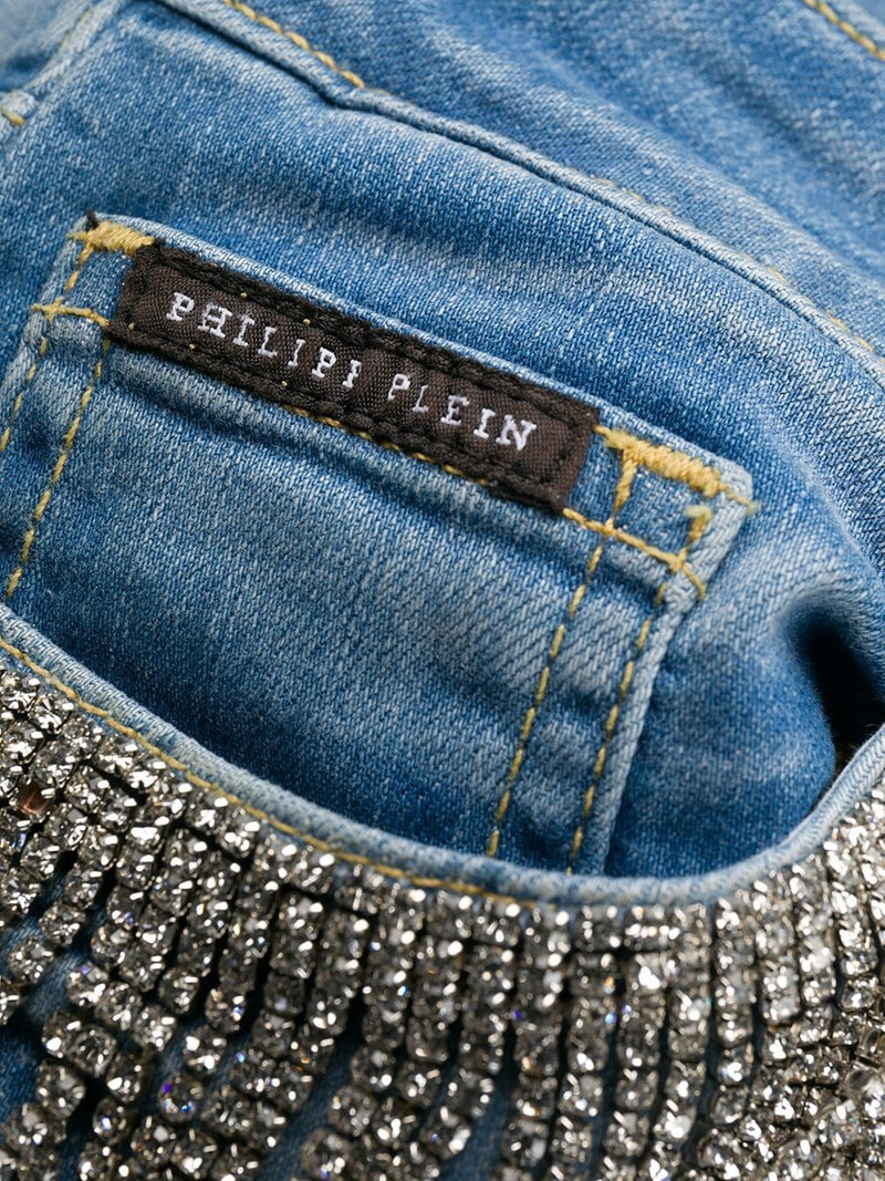crystal-fringe slim-fit jeans 6