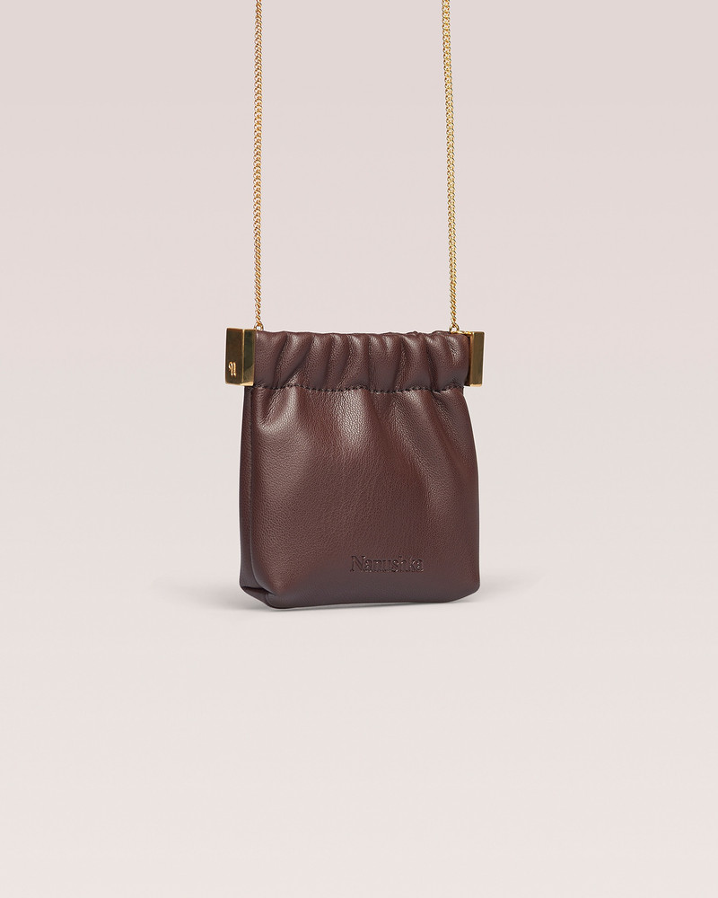 Nanushka THE BAR PURSE - Coin purse with removable chain - Dark brown outlook