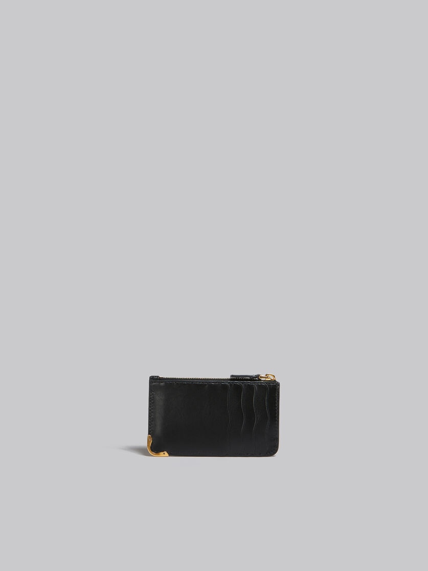 BLACK LEATHER COIN PURSE WITH WAVY SLOTS - 3