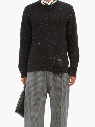 Maison Margiela Distressed speckled wool-blend sweater outlook