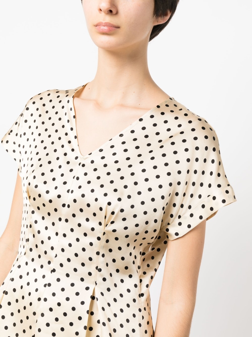 polka-dot flared silk blouse - 5