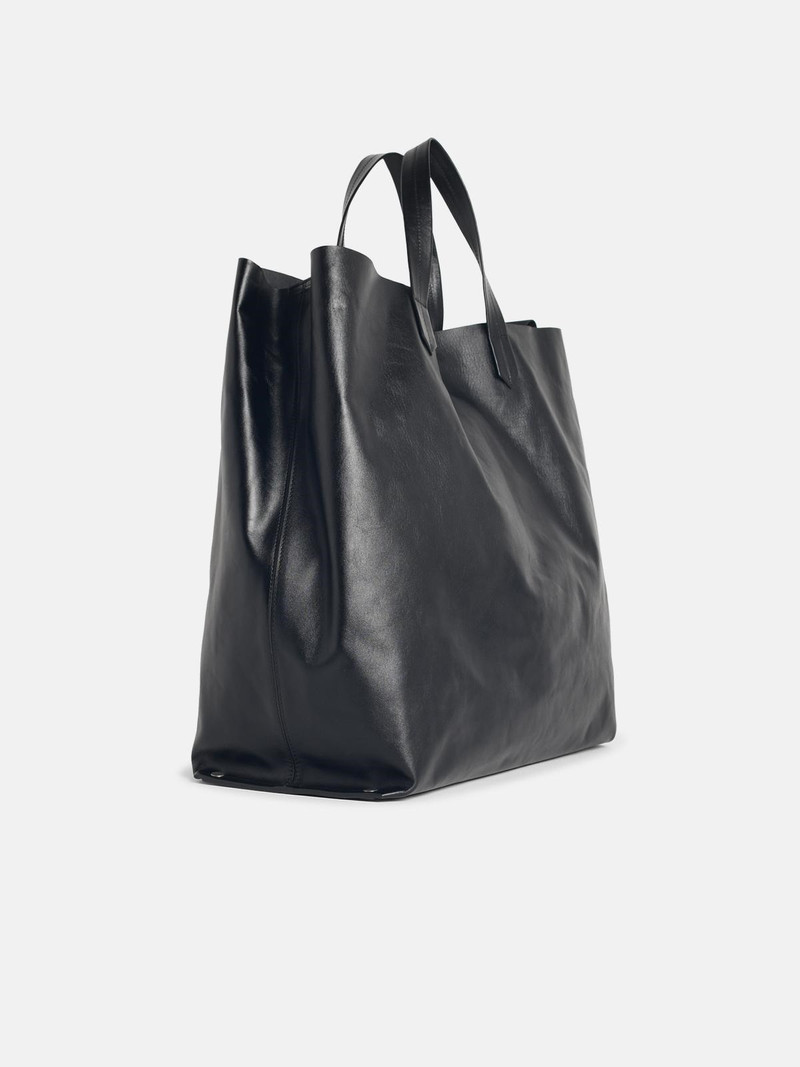 Jil Sander 'TAPE' MEDIUM TOTE BAG IN BLACK VEGETABLE TANNED LEATHER outlook