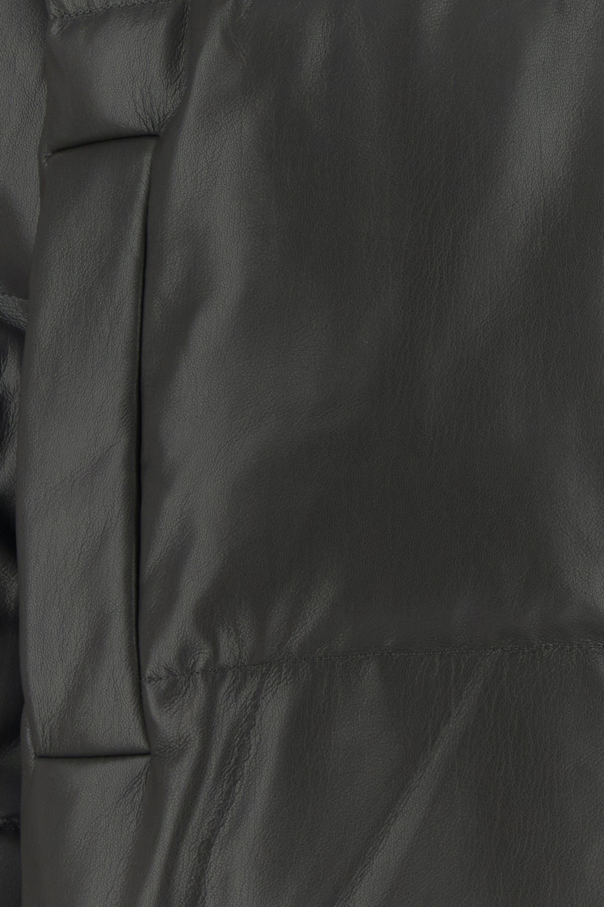 Charcoal synthetic leather down jacket - 3