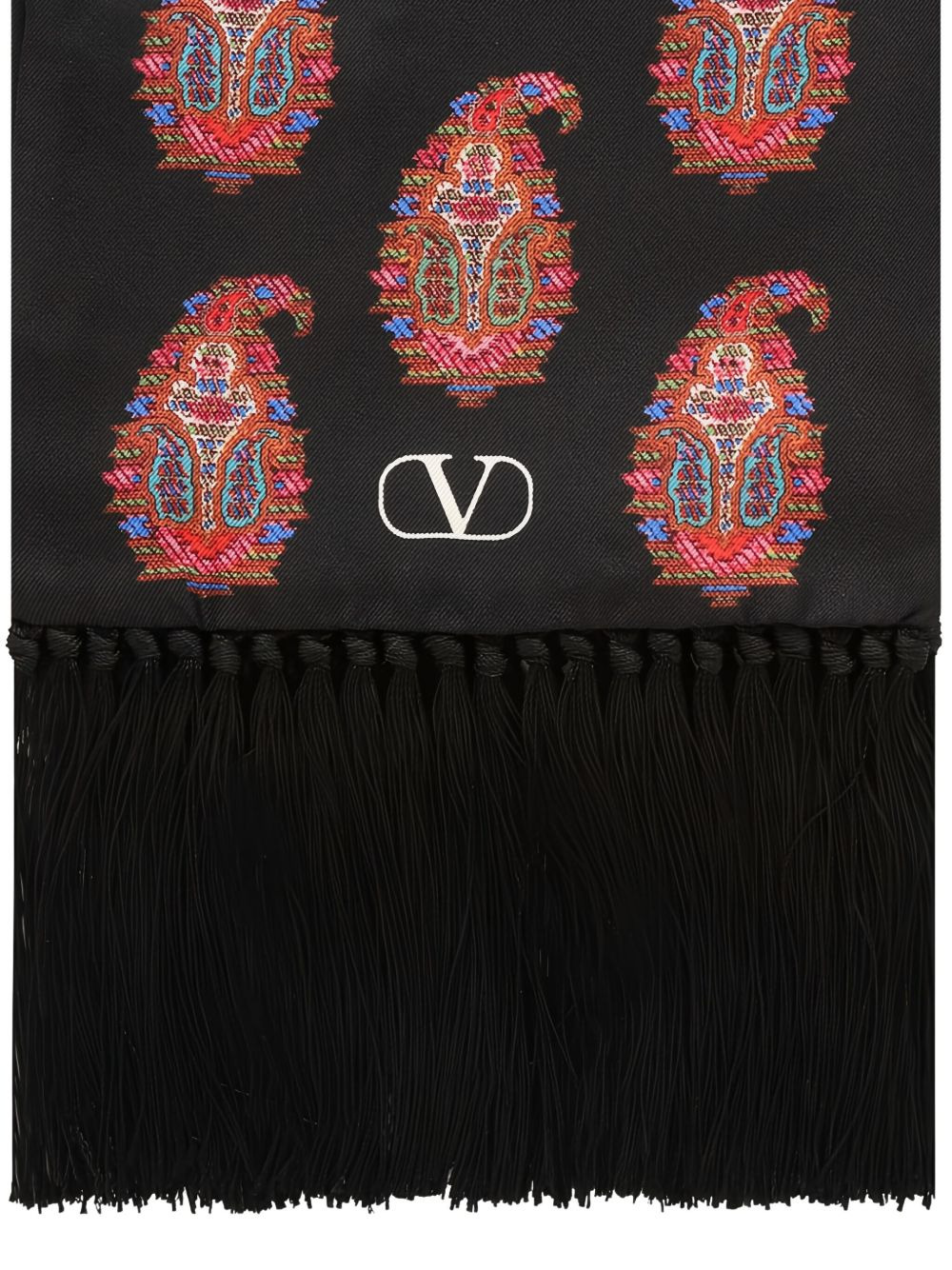 paisley-print fringed scarf - 2