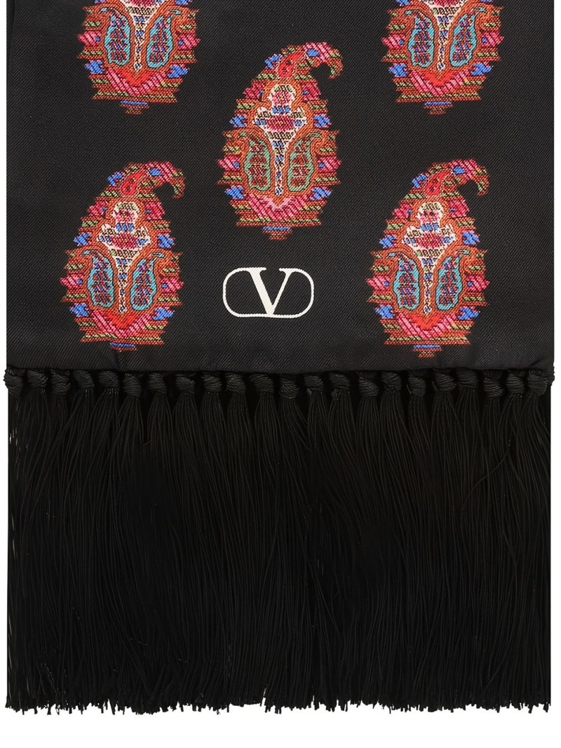 Valentino paisley-print fringed scarf outlook