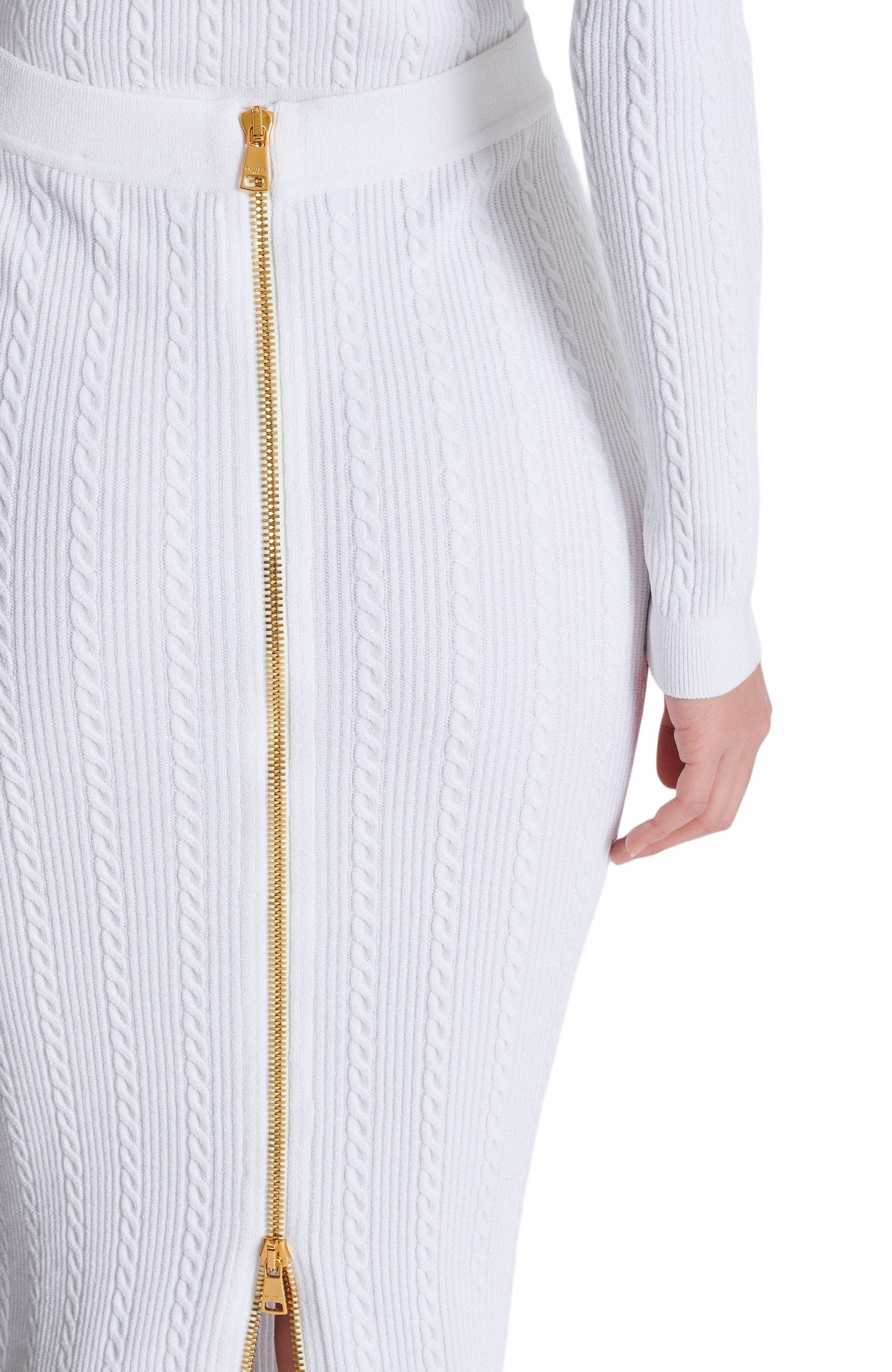 Balmain Cable-knit midi skirt in White at Nordstrom - 5