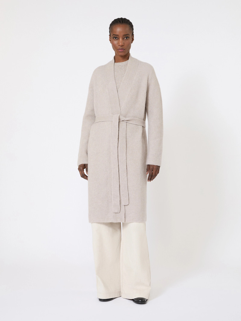 NUVOLE Long alpaca and wool cardigan - SAND 3