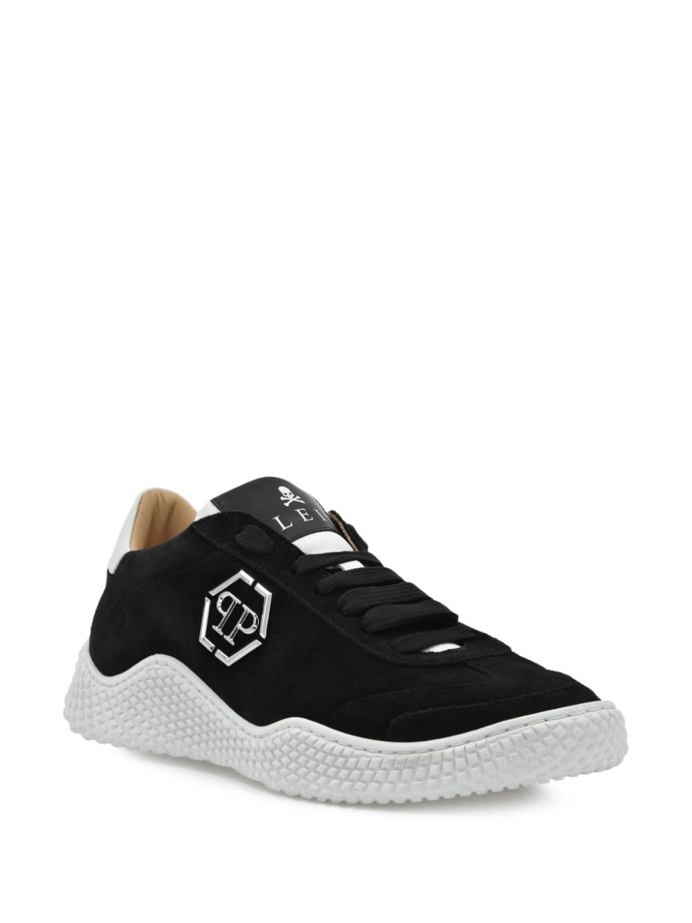 logo-plaque suede sneakers - 2