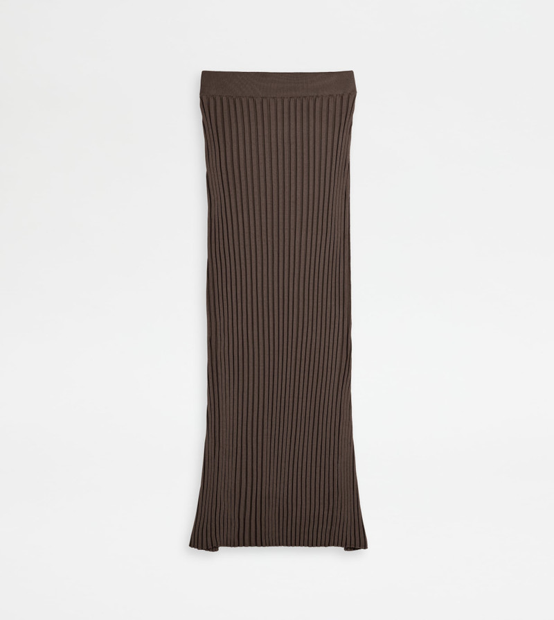 SKIRT IN SILK - BROWN 1