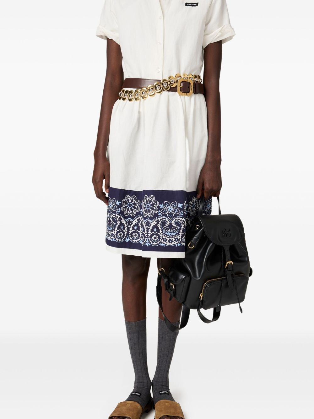 bandana-print poplin midi dress - 4