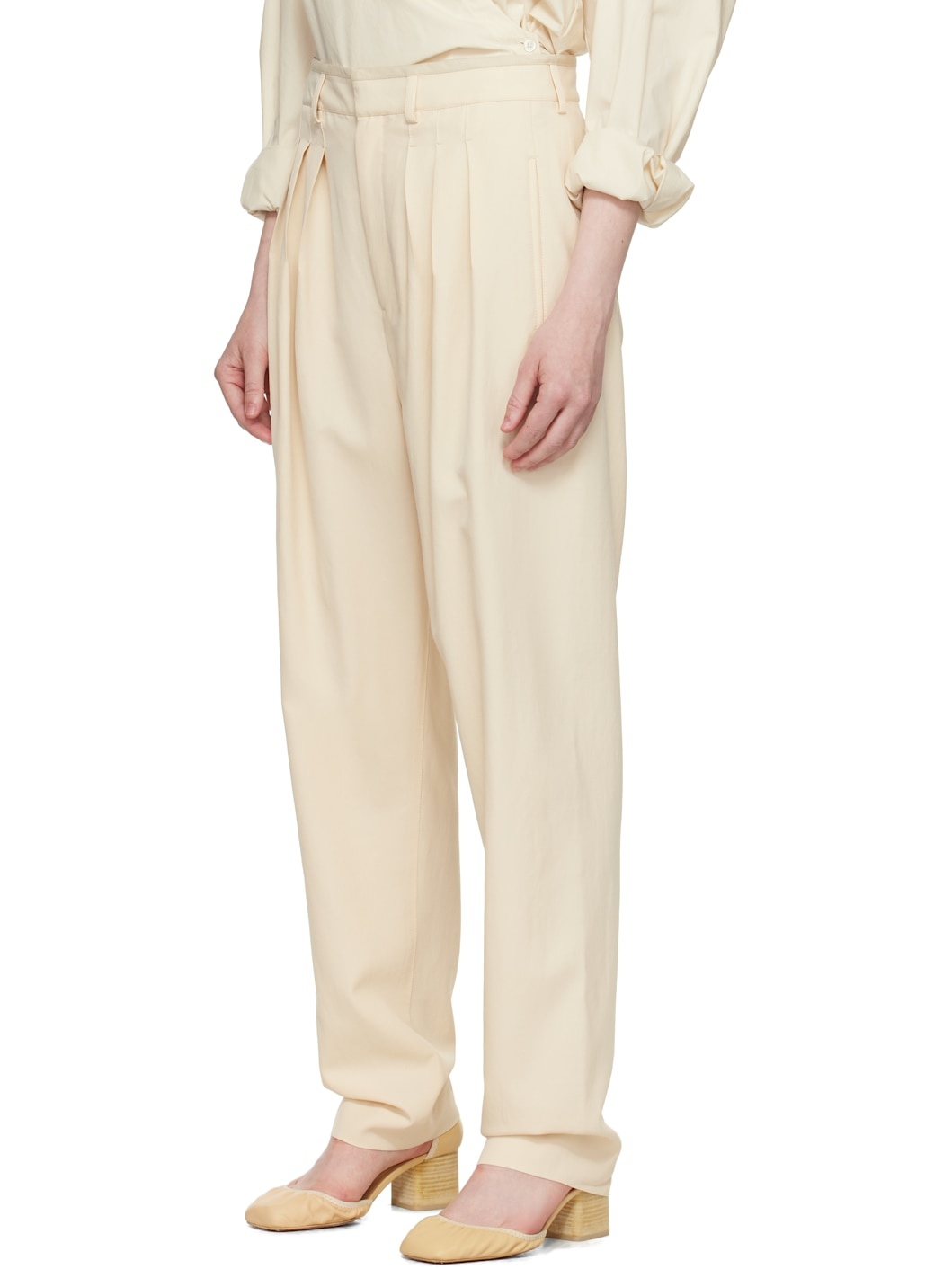 Off-White Pleated Tailored Trousers - 4