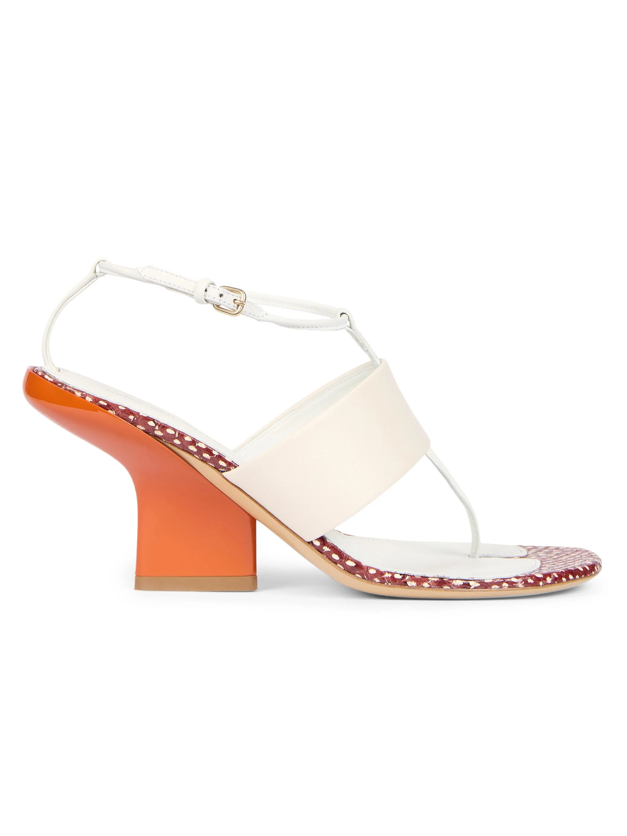 Women's Contrast Wedge Heel Leather Sandals - Light Grey - 1