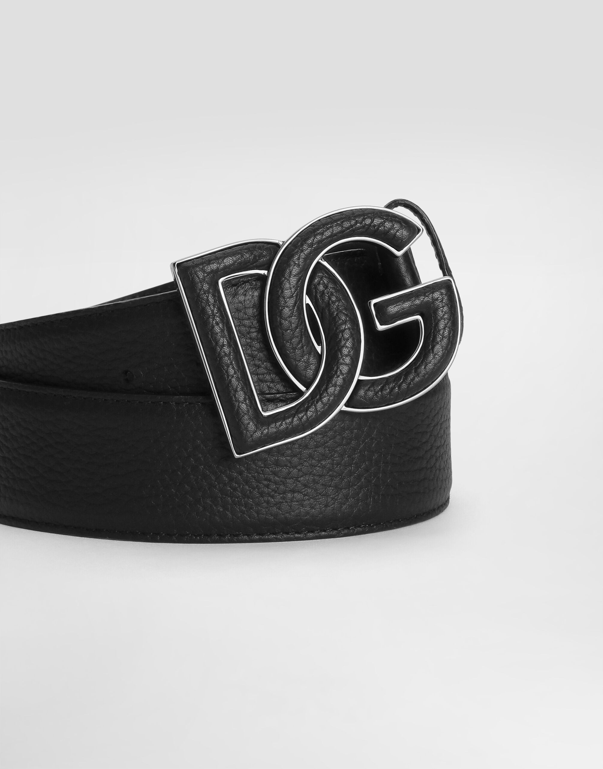 Deerskin-print calfskin belt with logo print - 3