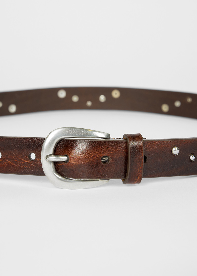 Brown Leather Studded Belt 3
