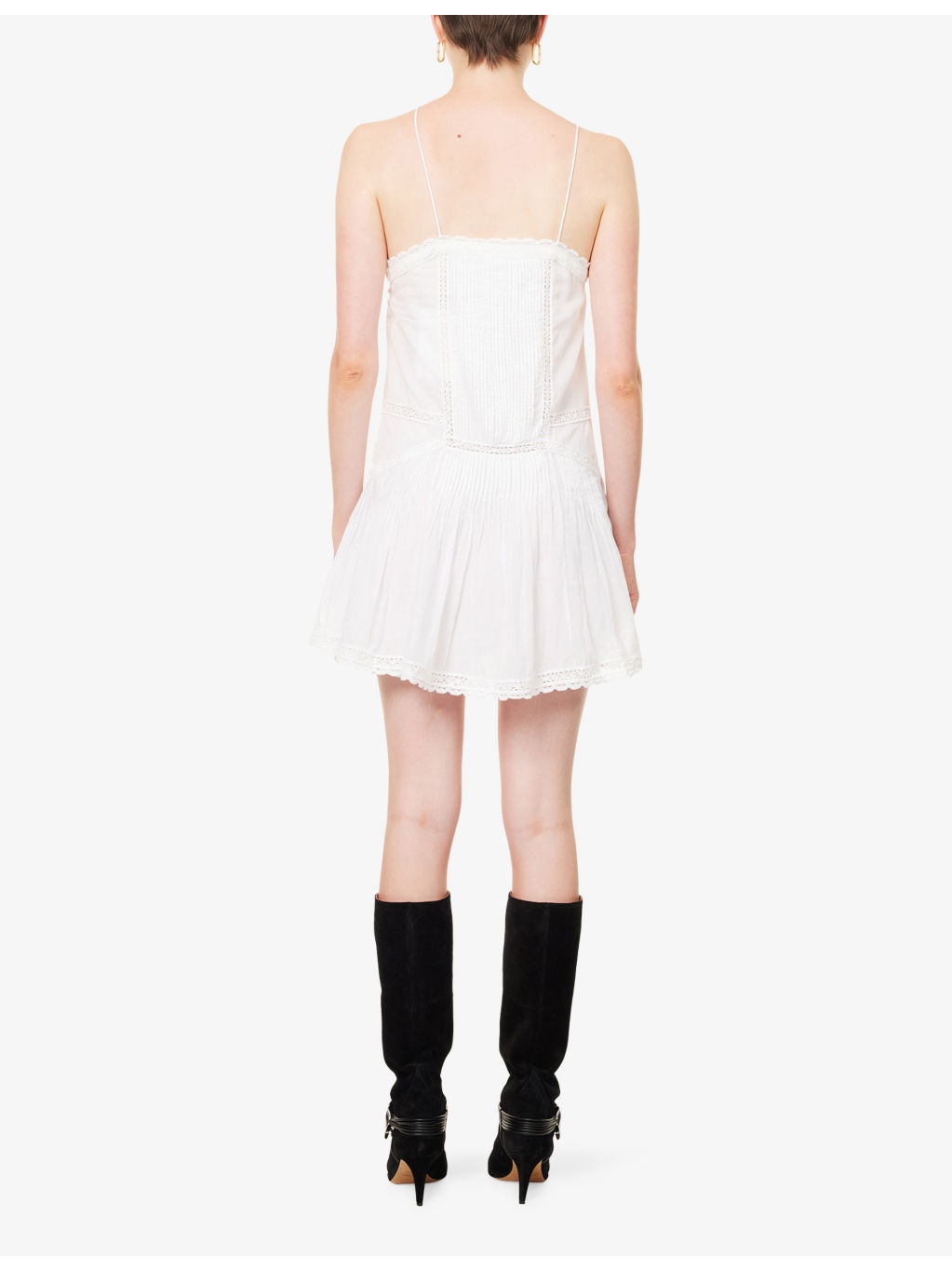 Geraldine Lace-Trim Cotton Mini Dress - 4