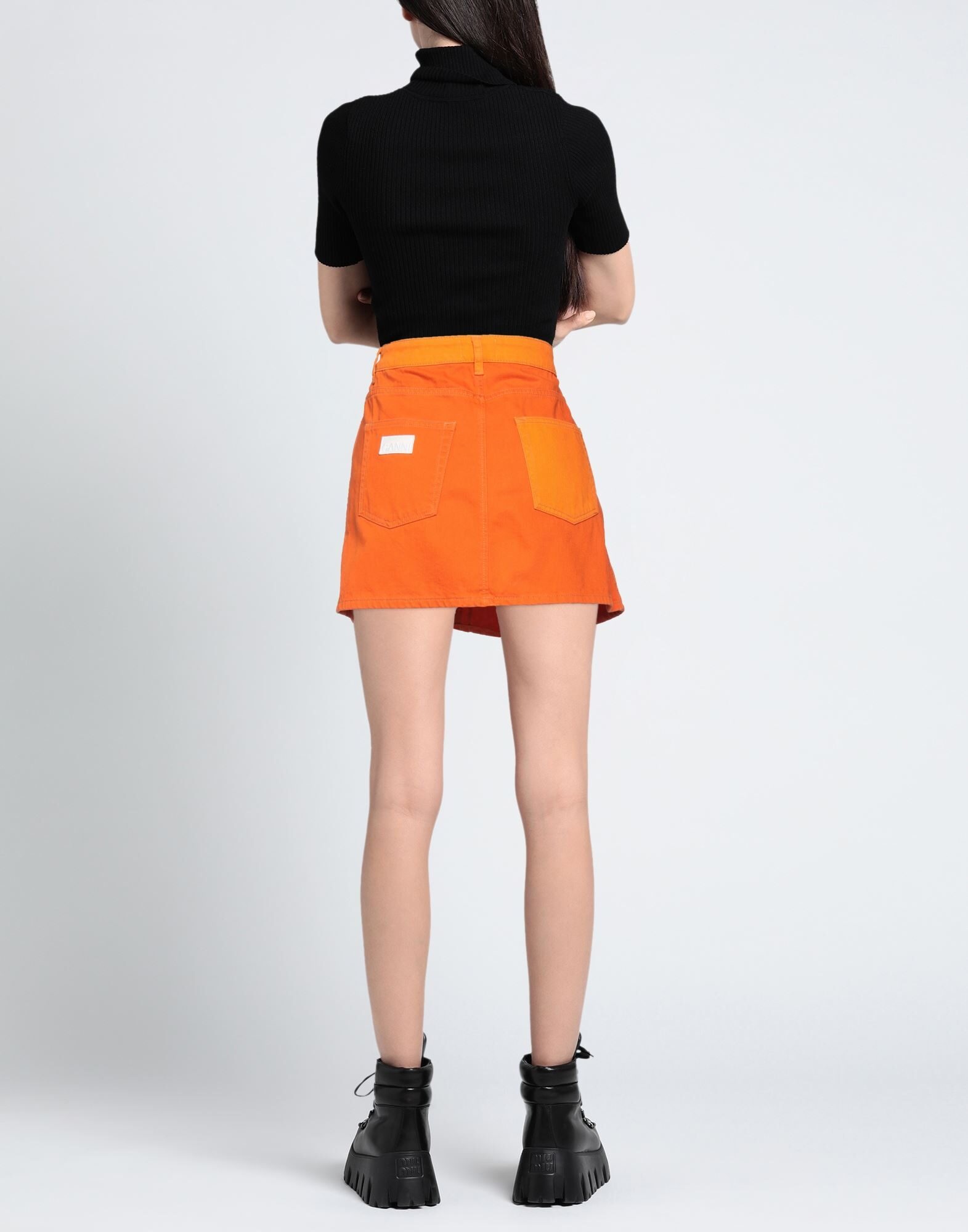 Orange Women's Denim Skirt - 3