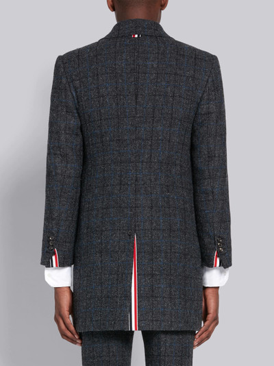 Thom Browne Dark Grey Wool Tattersall Check Classic Bal Collar Overcoat outlook